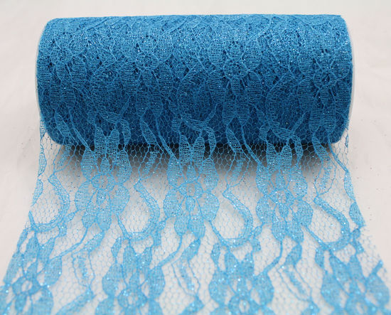 Ice Blue Sparkle Lace Ribbon 6" x 10 Yards - Click Image to Close
