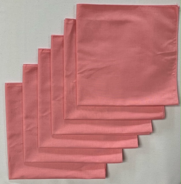 Made in the USA Solid Pink Bandanas 6 Pk, 22" x 22" Cotton