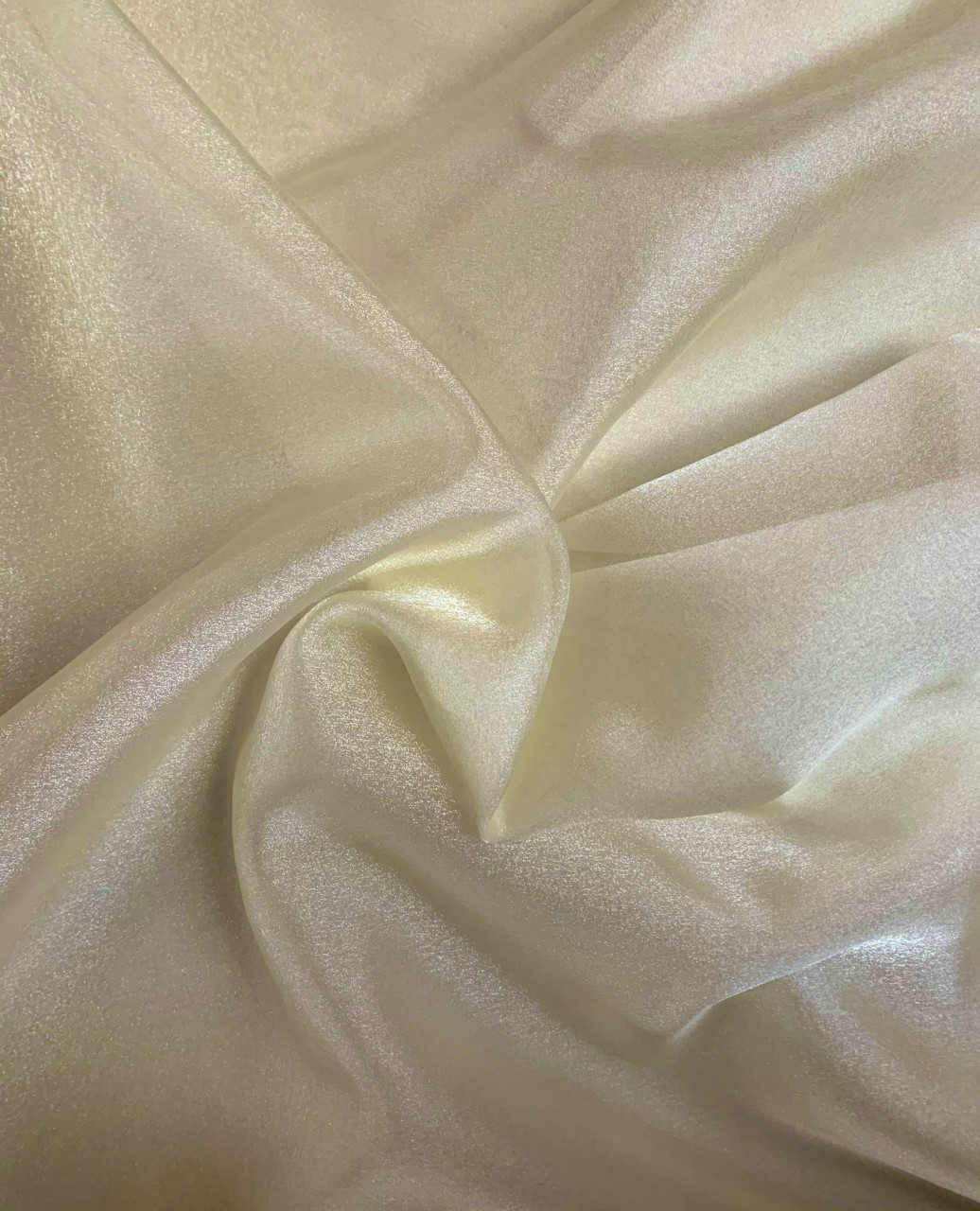 45" Ivory Sparkle Organza Fabric 100% Nylon BTY Made In Japan