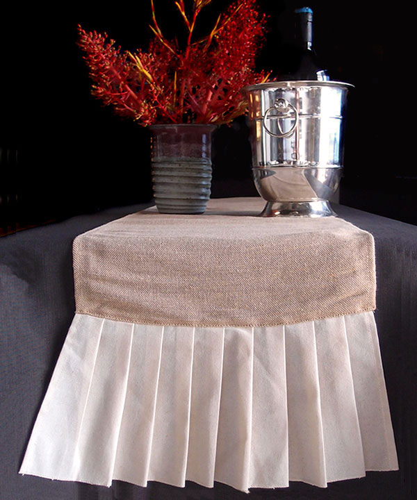 Juco Table Runner with Cotton Ruffle - 14" x 114"
