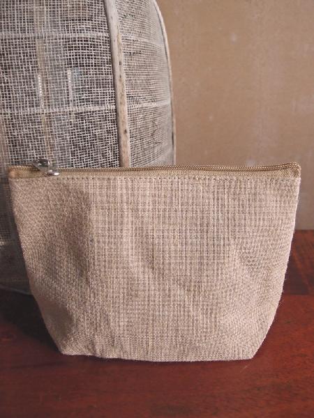 Burlap Pouch with Zipper 8"W x 5.5"H x 2"Gusset - Click Image to Close