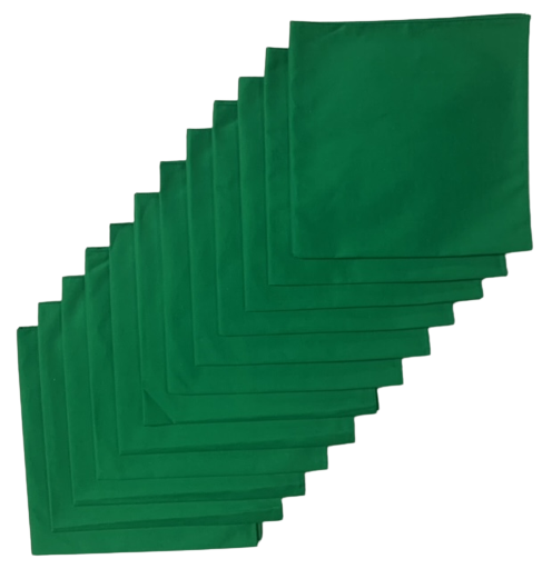 Made in the USA Solid Kelly Green Bandanas 12Pk 22" x 22" Cotton