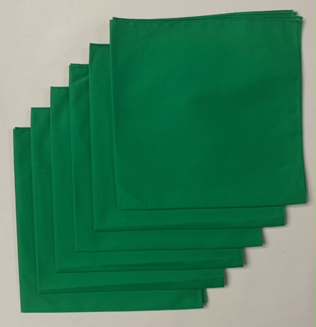 Made in the USA Solid Kelly Green Bandanas 6 Pk 22" x 22" Cotton