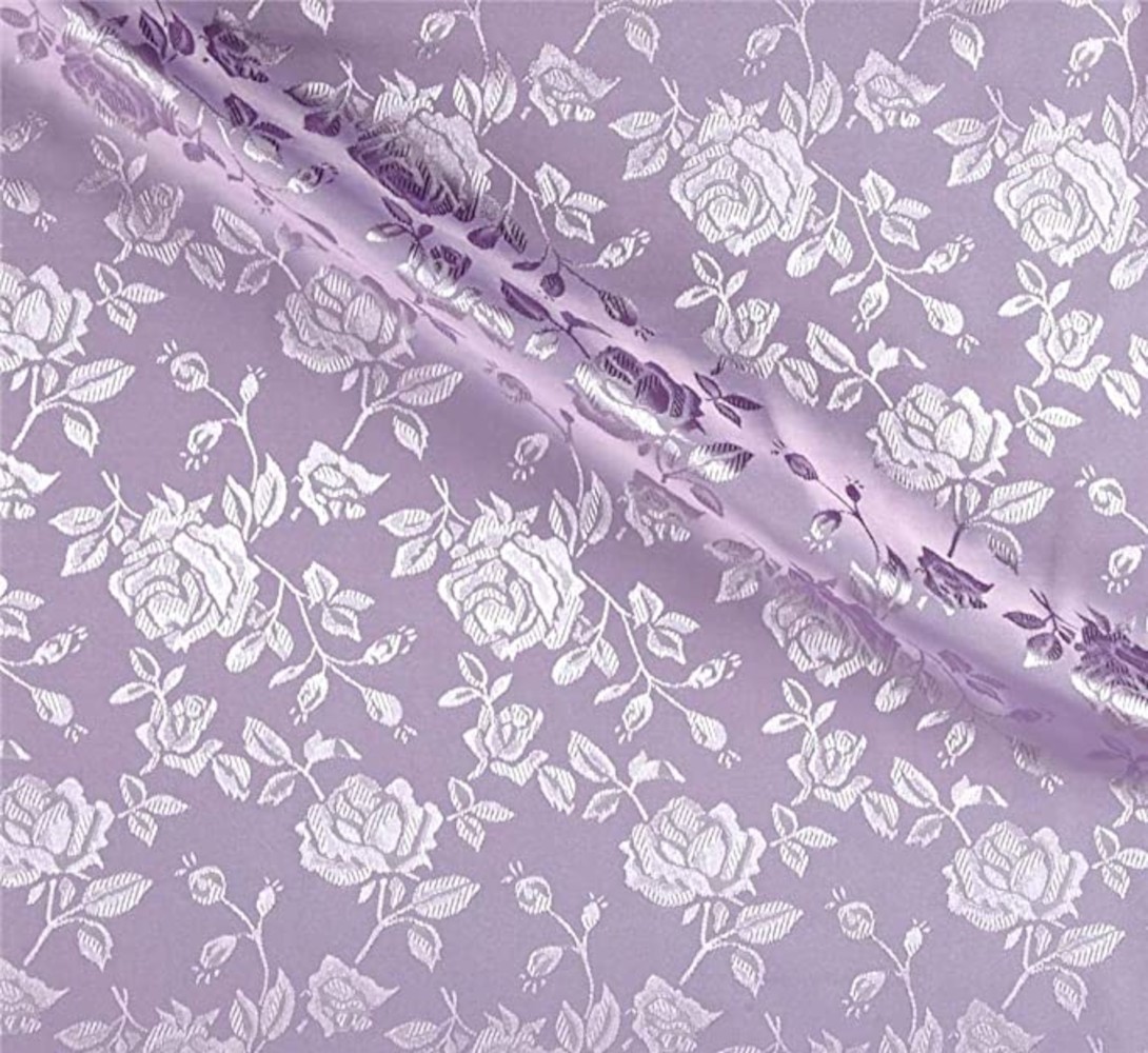 59/60" Lavender Jacquard Satin Fabric Per Yard - 100% Polyester