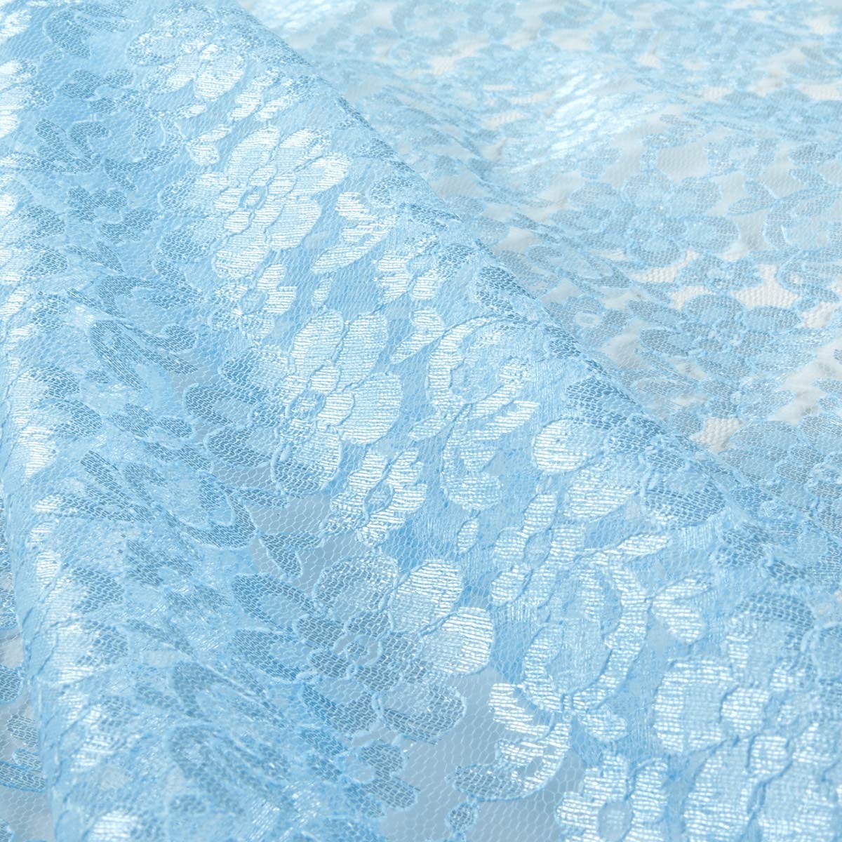 58/60" Light Blue Raschel Lace Fabric By The Yard