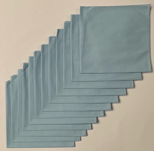 Made in the USA Solid Light Blue Bandanas 12 Pk, 22"x22" Cotton