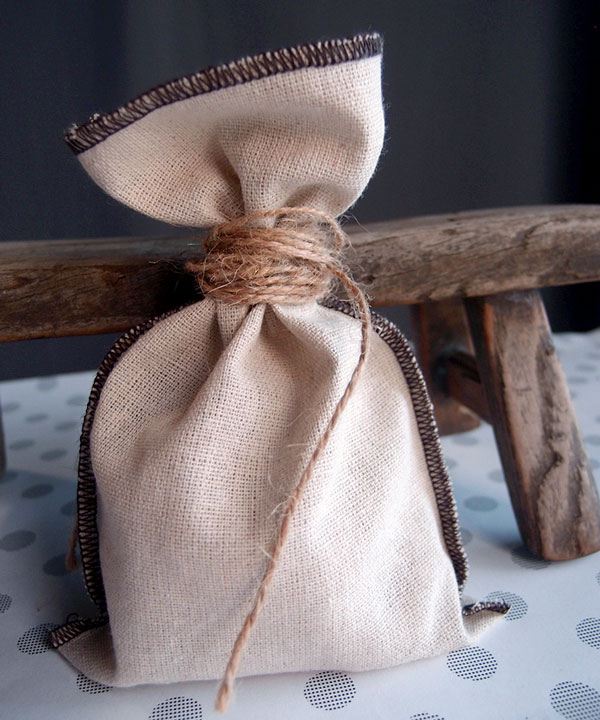 5" x 7.5" Linen Pouch Bags with Brown Serged Edges (12/pk)
