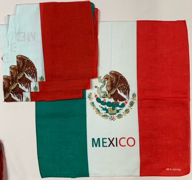 Mexican Flag Bandanas 3 Pk 22" x 22" 100% Cotton