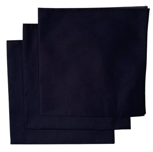 Made in the USA Solid Navy Bandanas 3 Pk, 22" x 22" Cotton