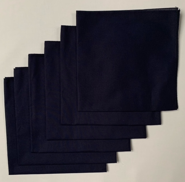 Made in the USA Solid Navy Bandanas 6 Pk, 22" x 22" Cotton