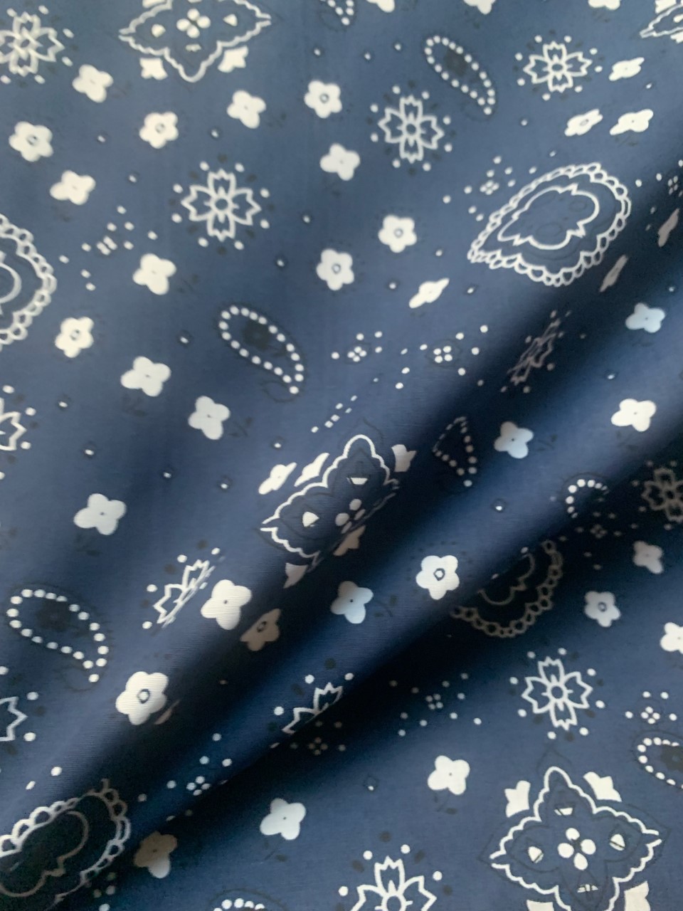 58/60" Navy Paisley Print Broadcloth Fabric BTY