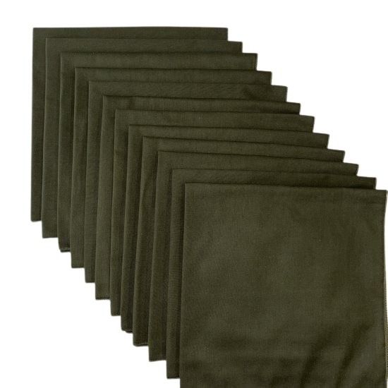 (image for) Made in the USA Solid Olive Bandanas 12 Pk, 22" x 22" Cotton