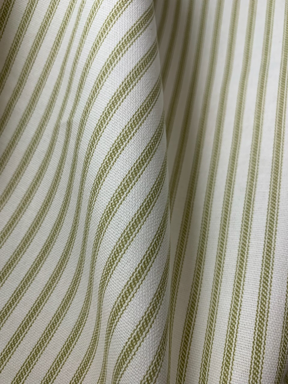 54" Olive Stripe Ticking Fabric - By The Yard - Click Image to Close