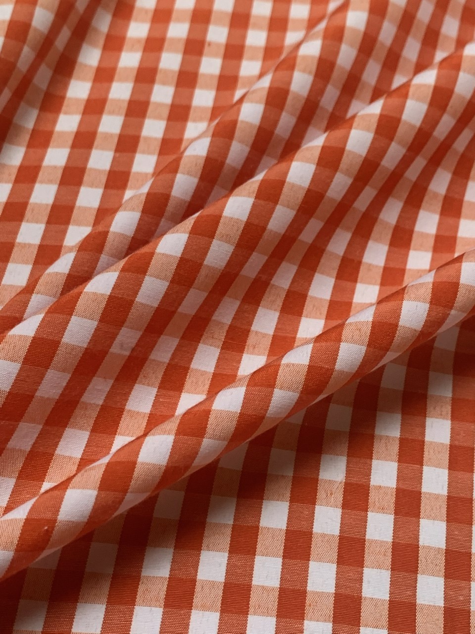 1/4" Orange Gingham Fabric 60"Wide By The Yard Poly Cotton Blend