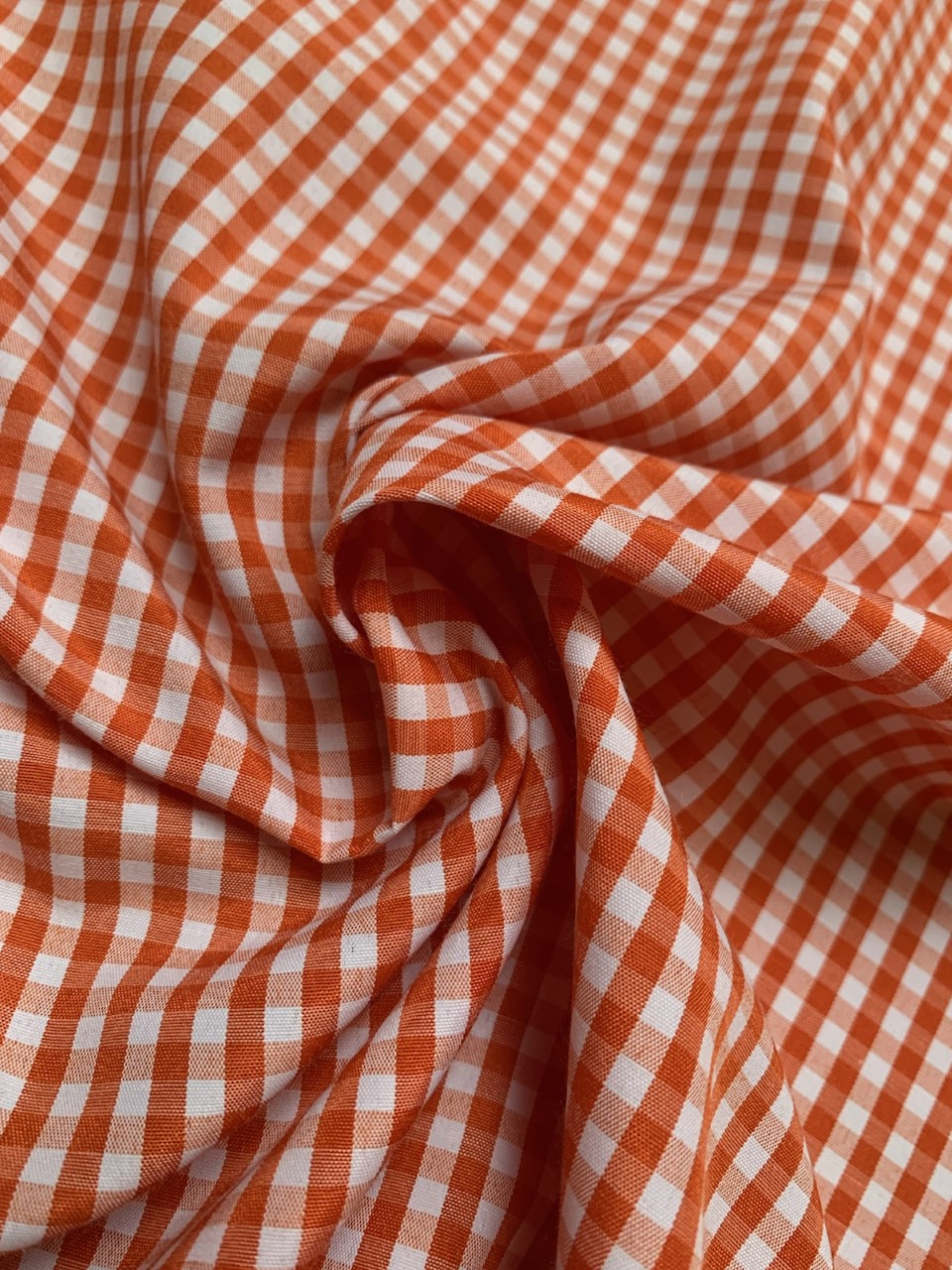 1/8" Orange Gingham Fabric 60"Wide By The Yard Poly Cotton Blend