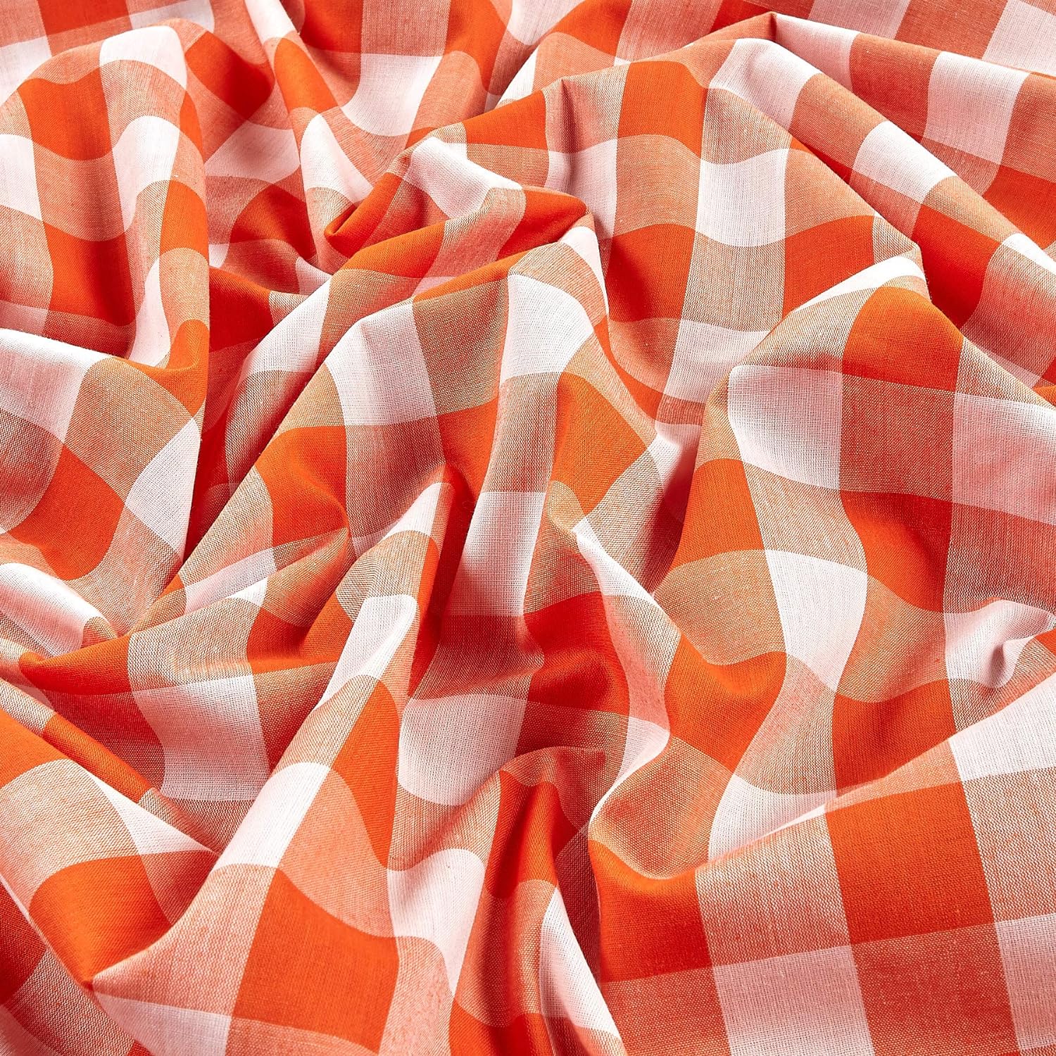 60" Orange Gingham 1" Check Fabric 100 Yard Roll (Free Shipping)