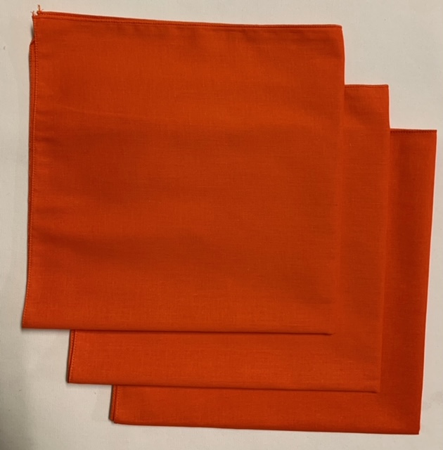 Made in the USA Solid Orange Bandanas 3 Pk, 22" x 22" Cotton
