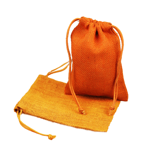 Orange Burlap Drawstring Bags - 5" x 7" (12 pk)