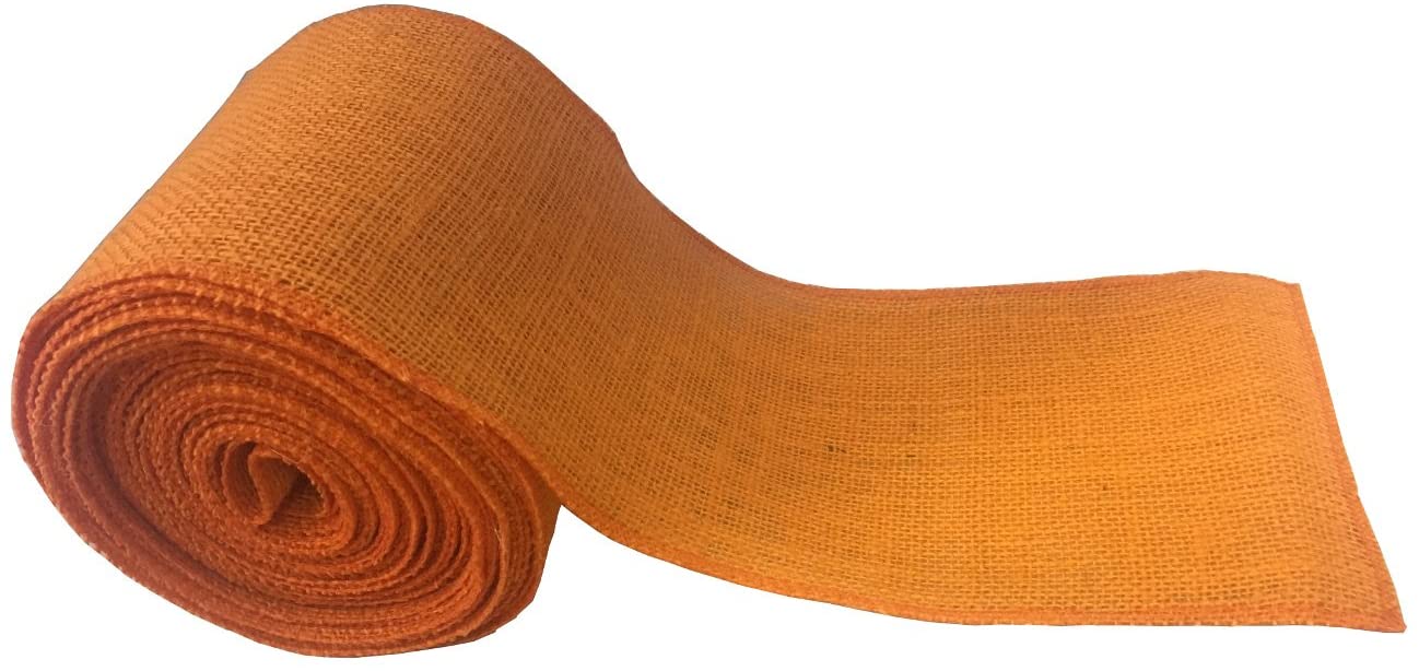 6" Orange Burlap Ribbon - 10 Yards (Serged) Made in USA