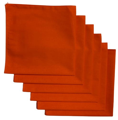 Made in the USA Solid Orange Bandanas 6 Pk, 22" x 22" Cotton