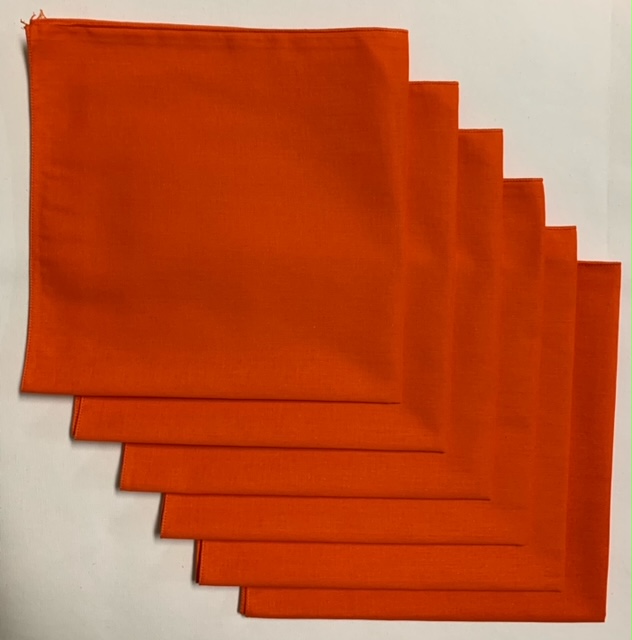 Made in the USA Solid Orange Bandanas 6 Pk, 22" x 22" Cotton - Click Image to Close