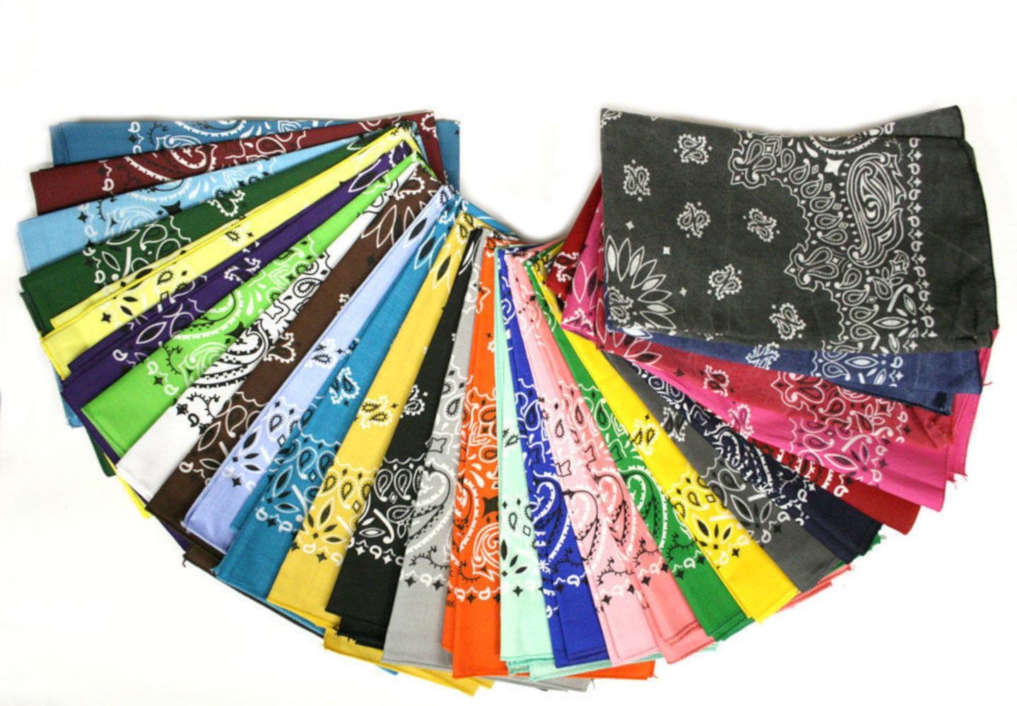Made In USA Assorted Paisley Bandanas 22" 100% Cotton (12 Pack)