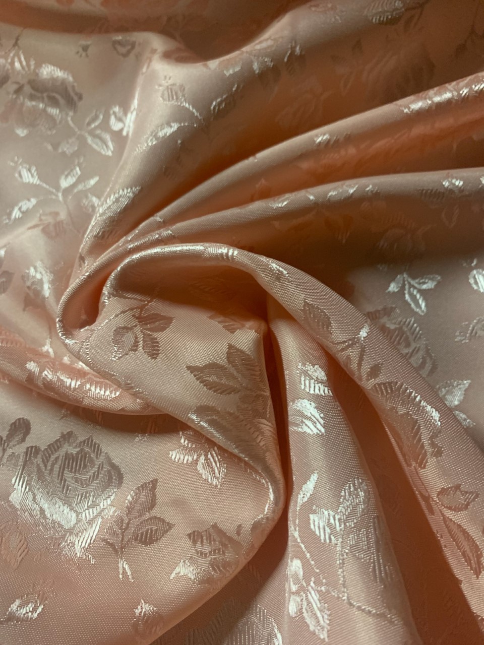 59/60" Peach Jacquard Satin Fabric Per Yard - 100% Polyester