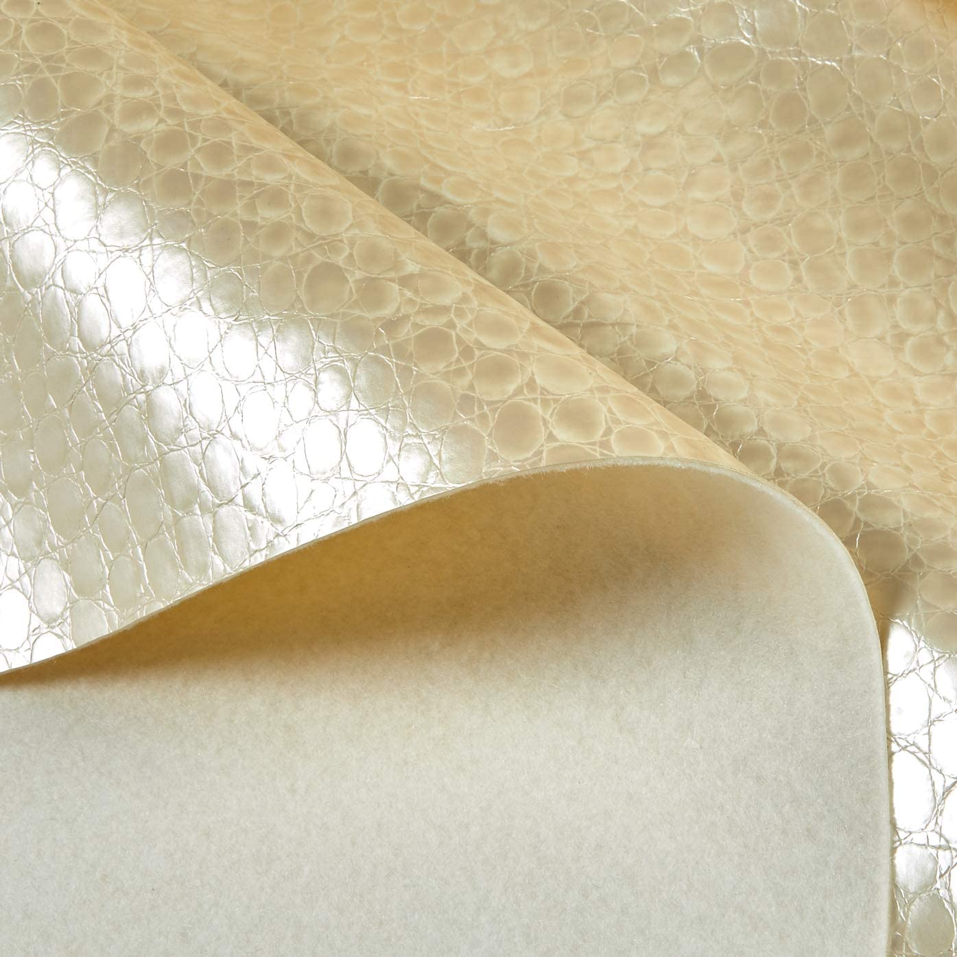 54" Pearl Crocco Faux Leather Fabric - By The Yard