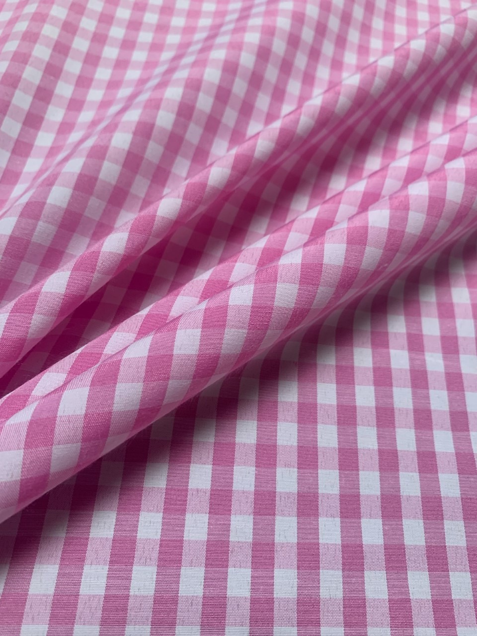 1/4" Pink Gingham Fabric 60" Wide By The Yard Poly Cotton Blend