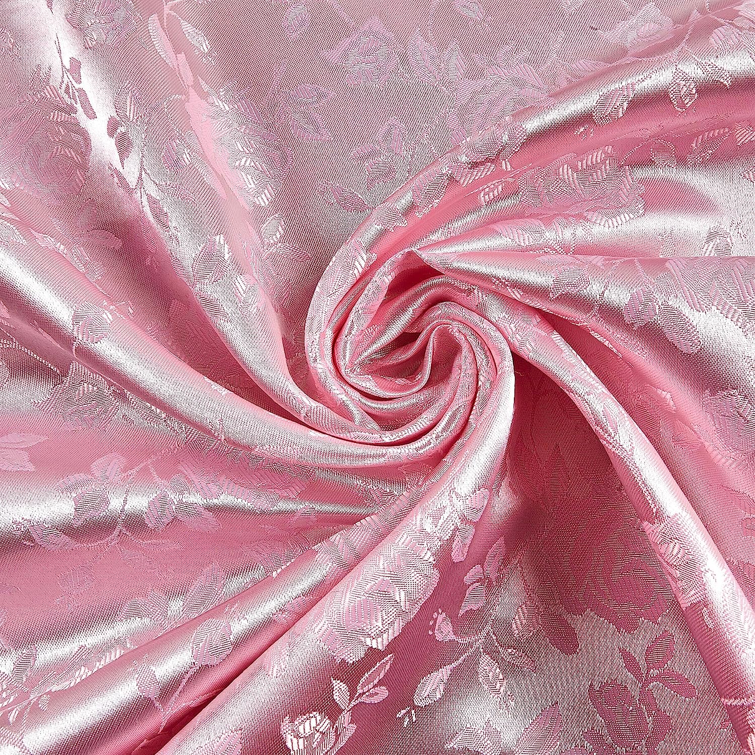 59/60" Pink Jacquard Satin Fabric Per Yard - 100% Polyester