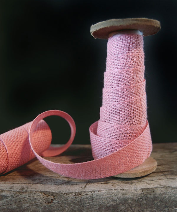 Pink Cotton Linen Blend Ribbon 5/8" x 10 Yards