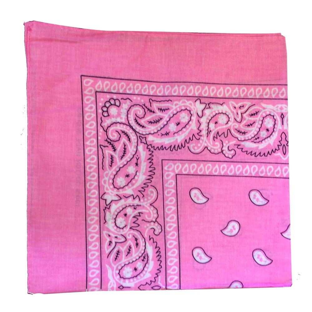 Pink Paisley Bandana - 22" x 22" (100% cotton) - Click Image to Close