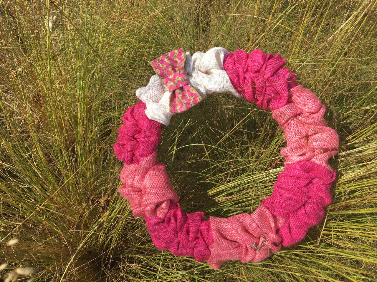 Pink & fuchsia Burlap Wreath