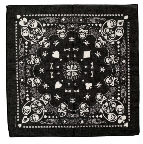 Playing Card Skull Bandana 22" x 22" - 100% Cotton - Click Image to Close