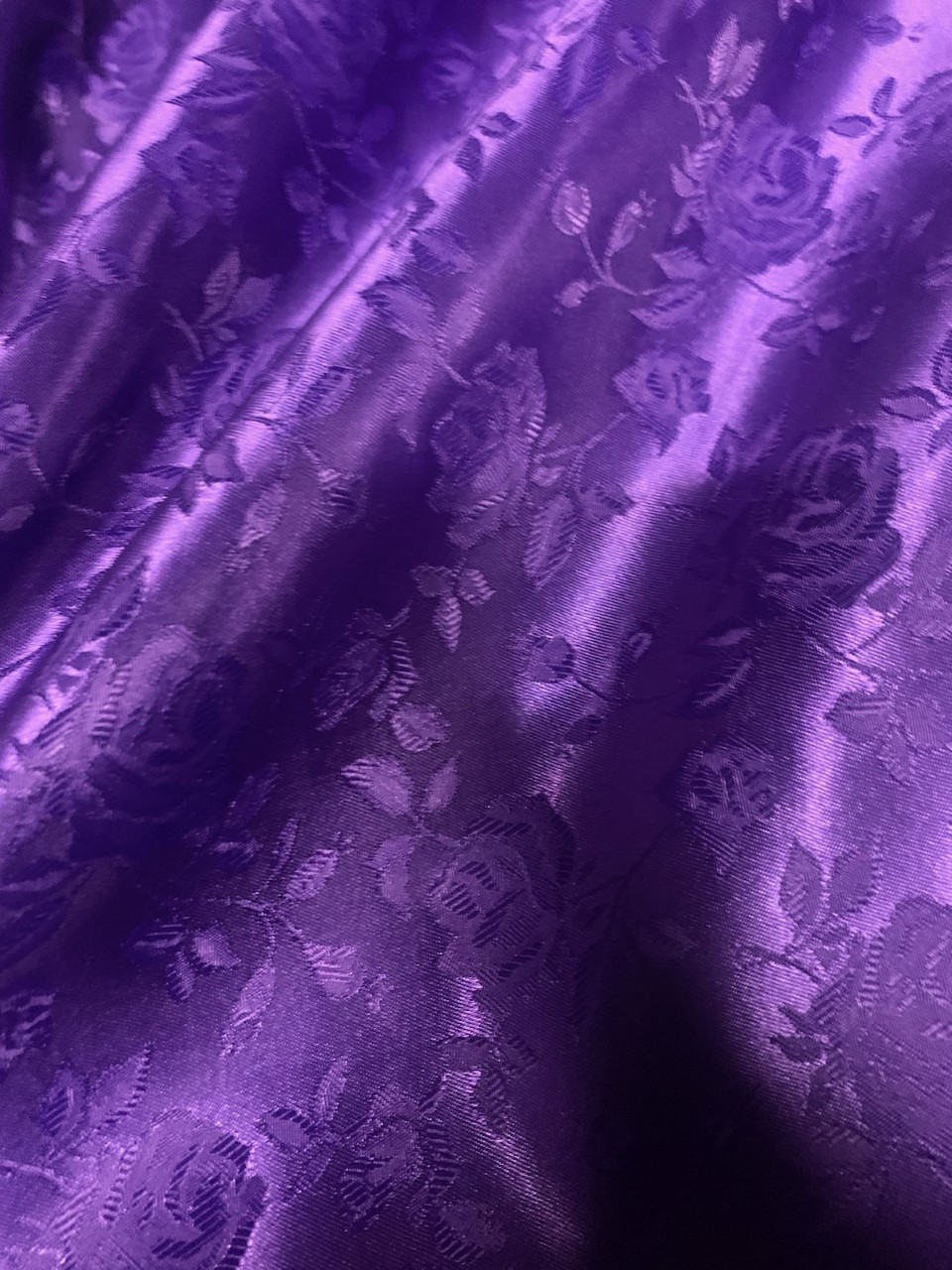 59/60" Purple Jacquard Satin Fabric Per Yard - 100% Polyester - Click Image to Close