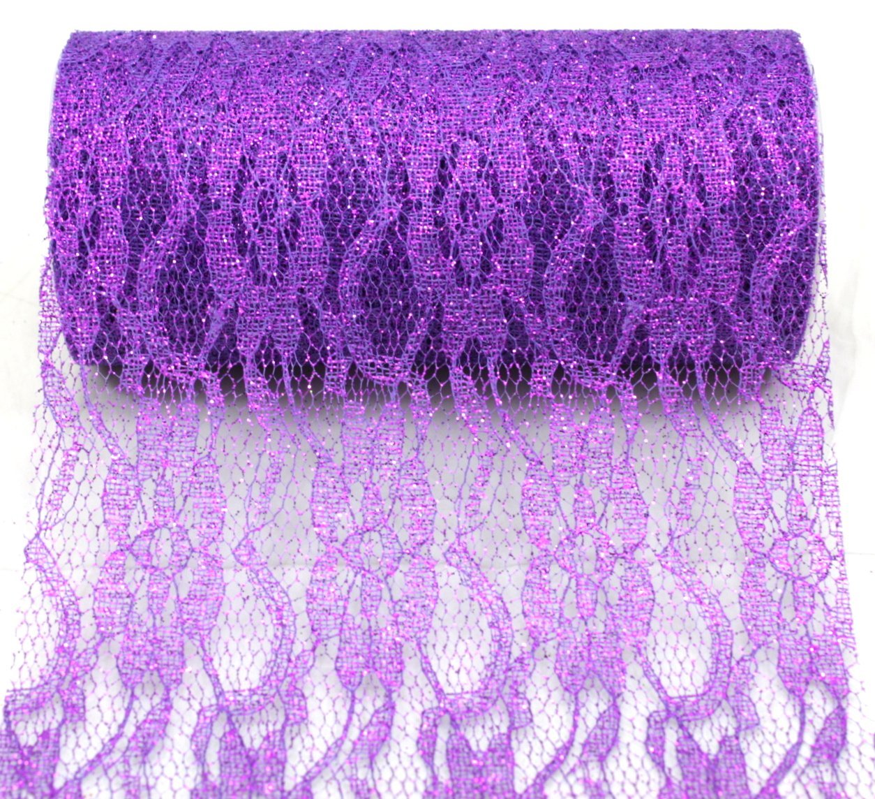 Purple Sparkle Lace Ribbon - 6" x 10 Yards