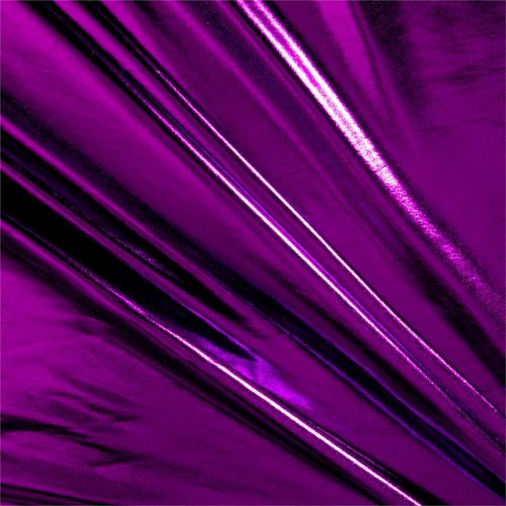 60" Foil Lame Metallic Stretch Spandex Fabric Purple Per Yard