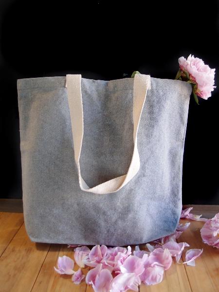 18"W x 15"H x 5Â¾"D Grey Recycled Canvas Tote Bag