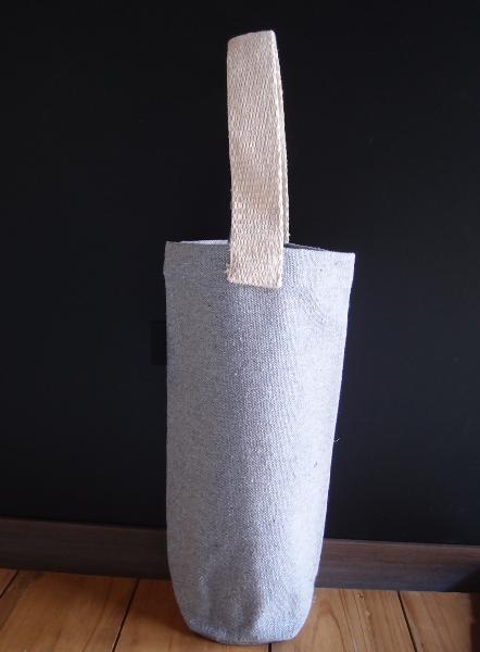 3 Â¾"D x 10"H Grey Recyled Canvas Wine Bag - Click Image to Close