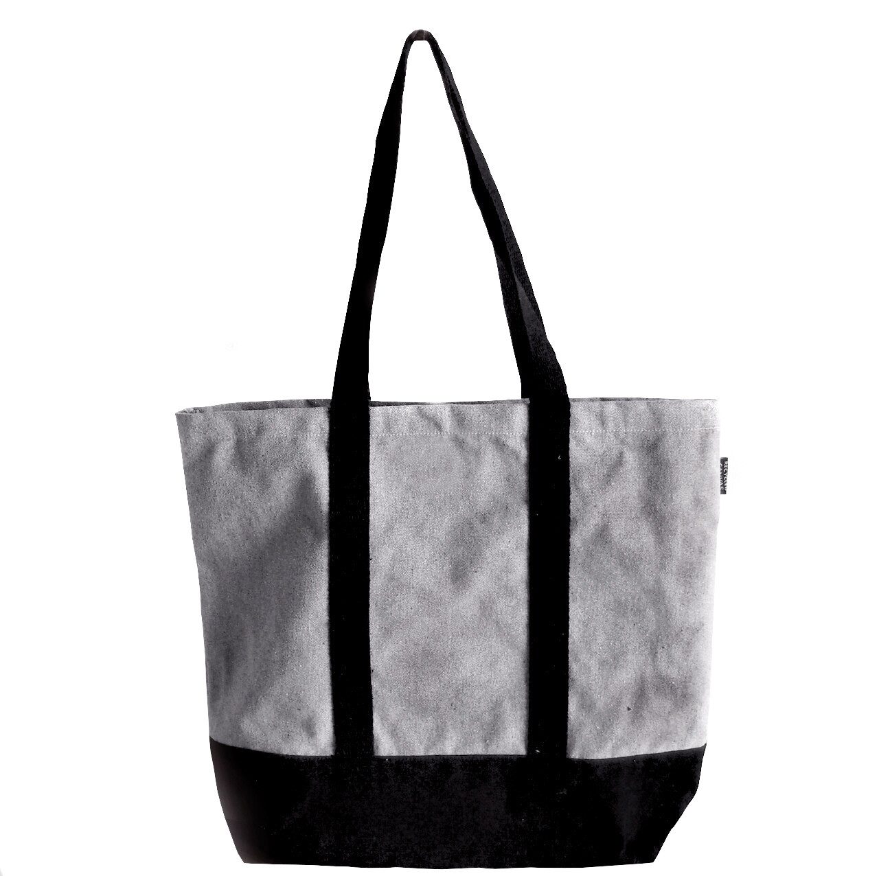 18"W x 15"H x 5Â¾ Gusset Grey Recycled Canvas Tote w/Black Band