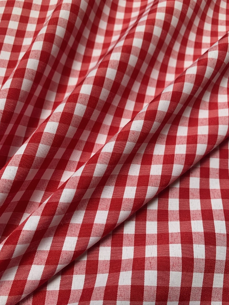 1/4" Red Gingham Fabric 60" Wide By The Yard Poly Cotton Blend