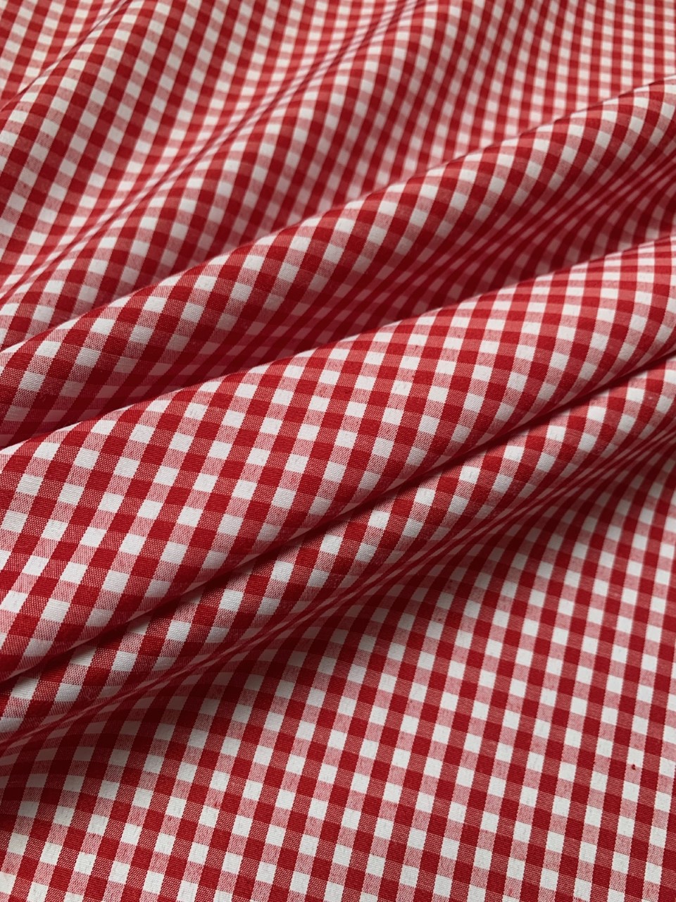 1/8" Red Gingham Fabric 60" Wide By The Yard Poly Cotton Blend