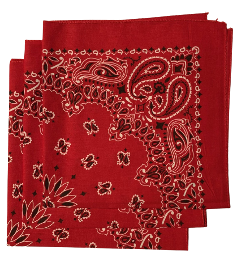 Red Paisley Bandanas - Made In The USA (3 Pk) 22" x 22" - Click Image to Close