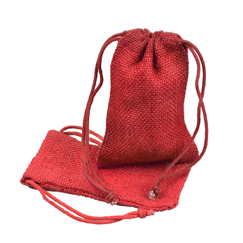 Red Burlap Drawstring Bags (12 pack) 5" x 7"