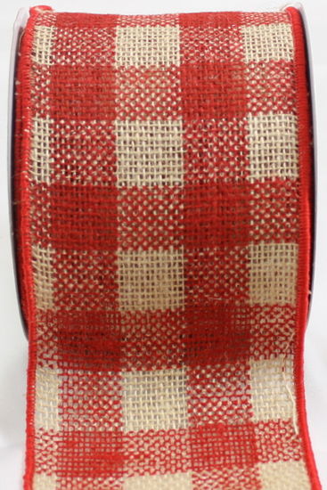 54" Red Chex Gingham Vinyl with Felt Back - By The Yard