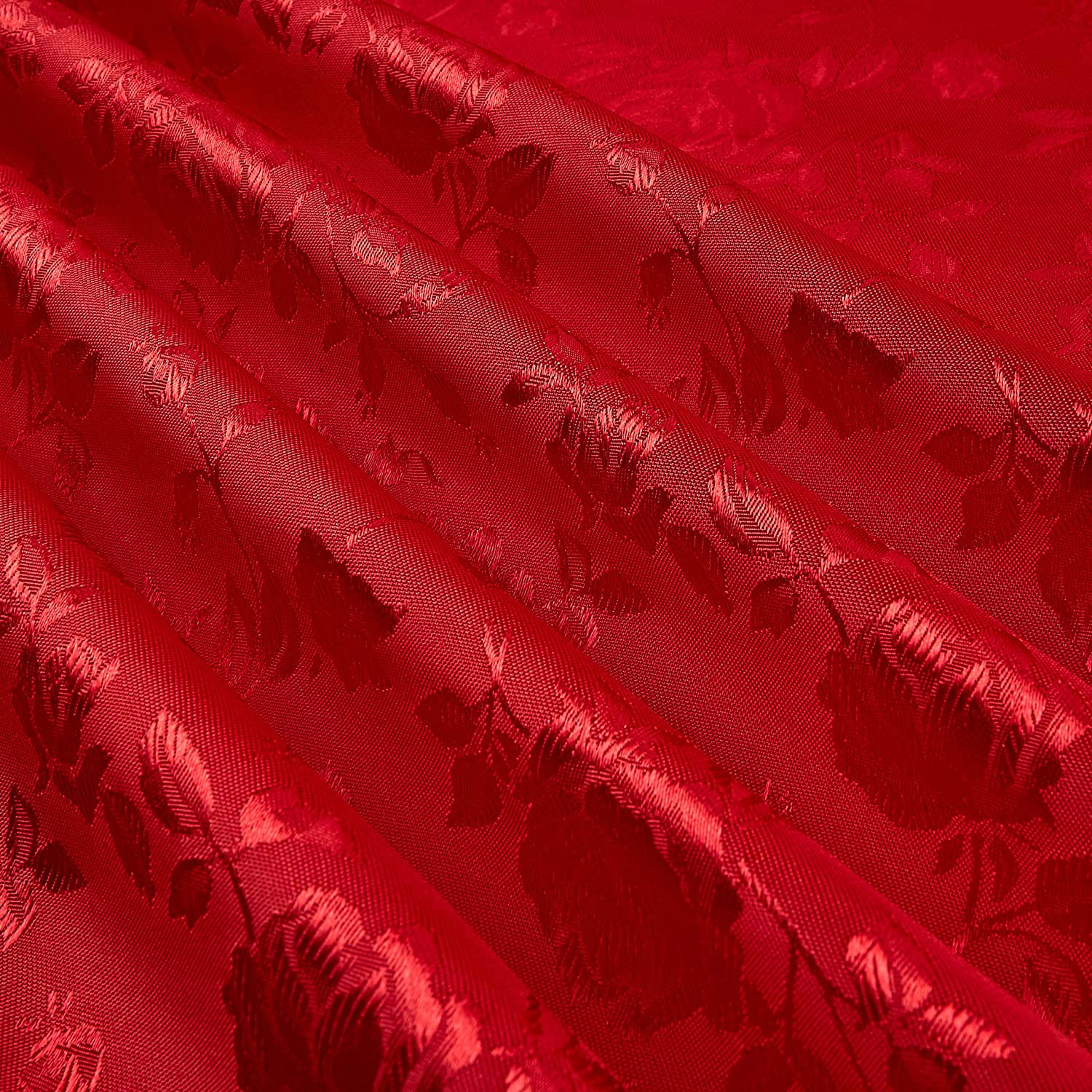 59/60" Red Jacquard Satin Fabric Per Yard - 100% Polyester - Click Image to Close
