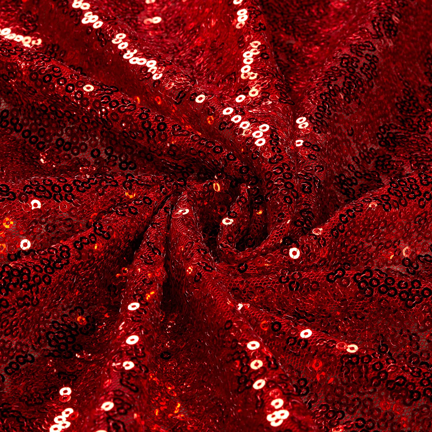 3MM Red Mini Sequin Fabric By The Yard - 53/54â€