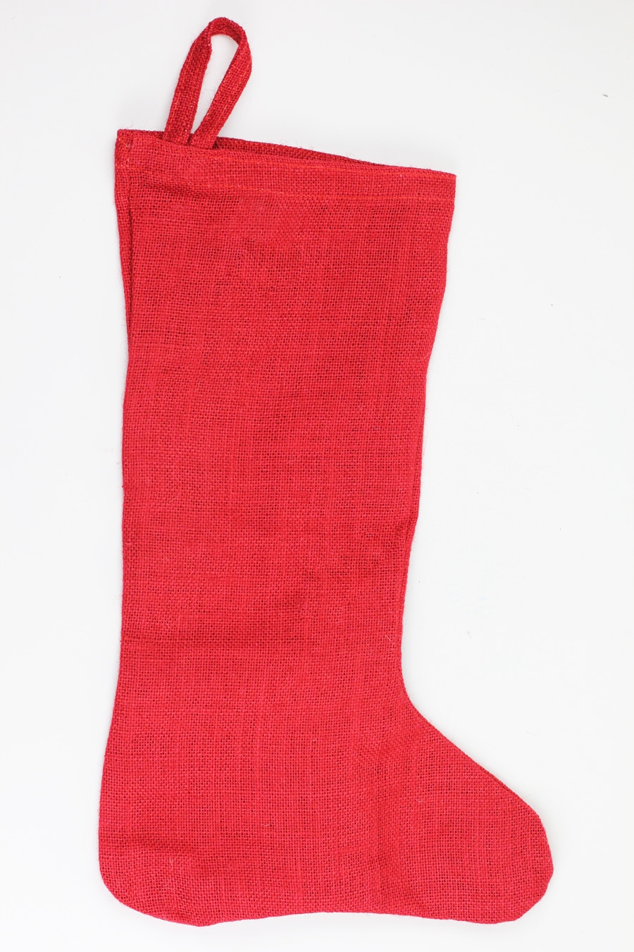 Red Burlap Stocking - 10" x 16"