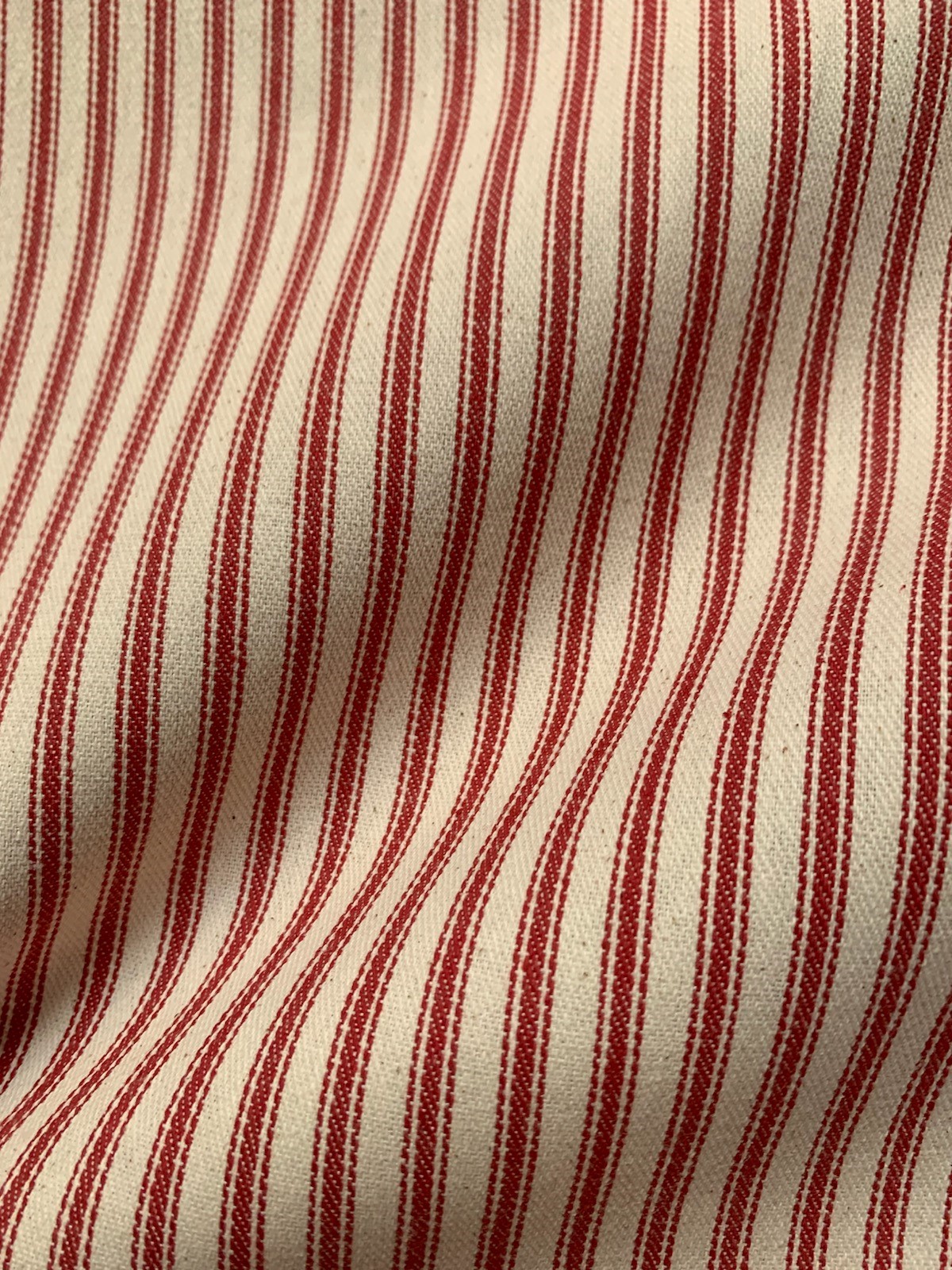 44/45" Red Woven Ticking Fabric By The Yard - Click Image to Close