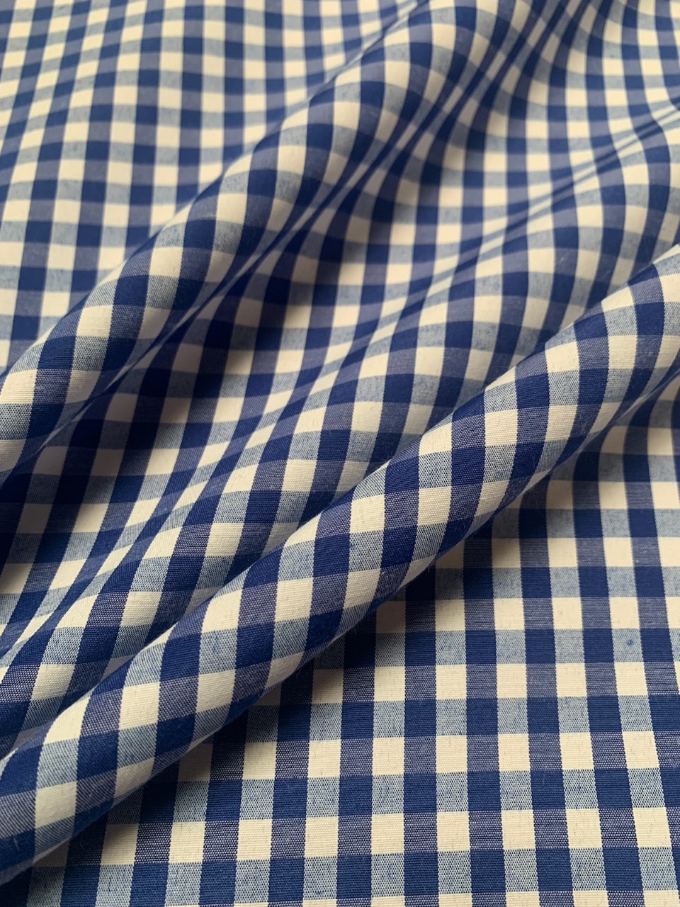 1/4" Royal Gingham Fabric 60" Wide By The Yard Poly Cotton Blend
